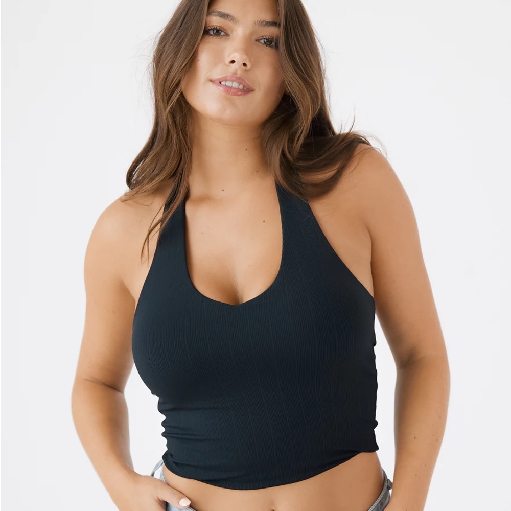 Sky Blue Halter Brami Crop Top